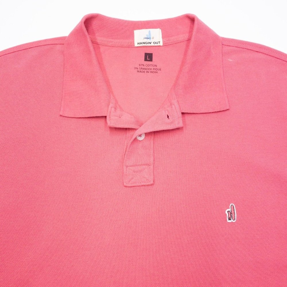 Johnnie-O Hangin' Out Polo Shirt Men's Large Short Sleeve Solid Pink Casual